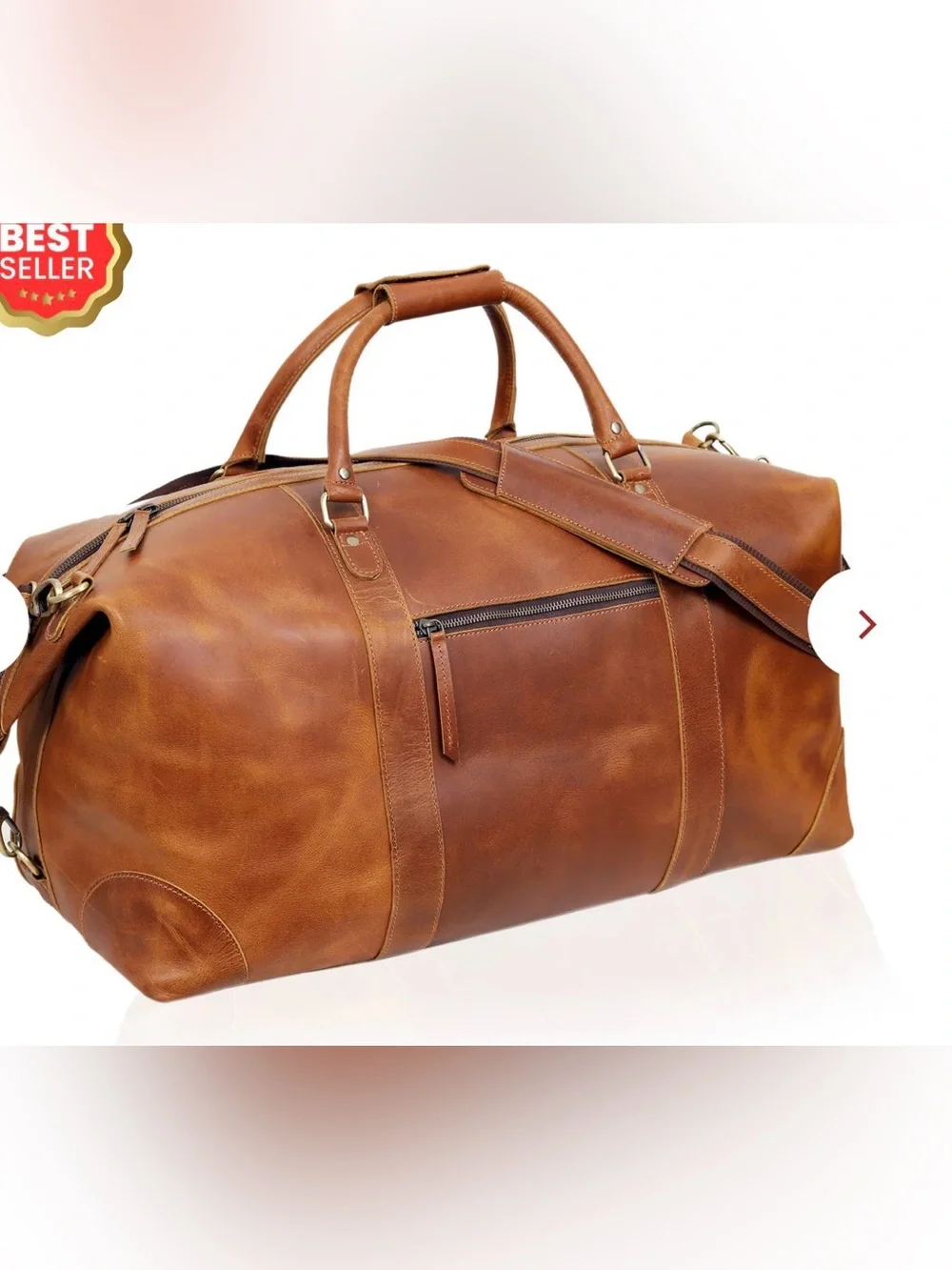 Denver Leather Craft Tan Brown Leather Duffel Bag -24”